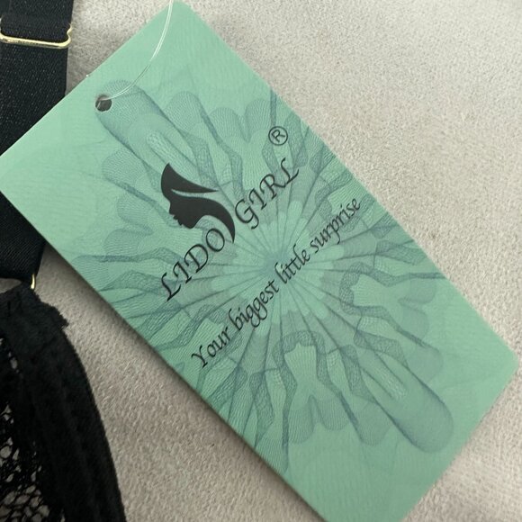 Lidogirl Lace Lingerie Set With Garter Belt & Thong Black Size S - Picture 5 of 8